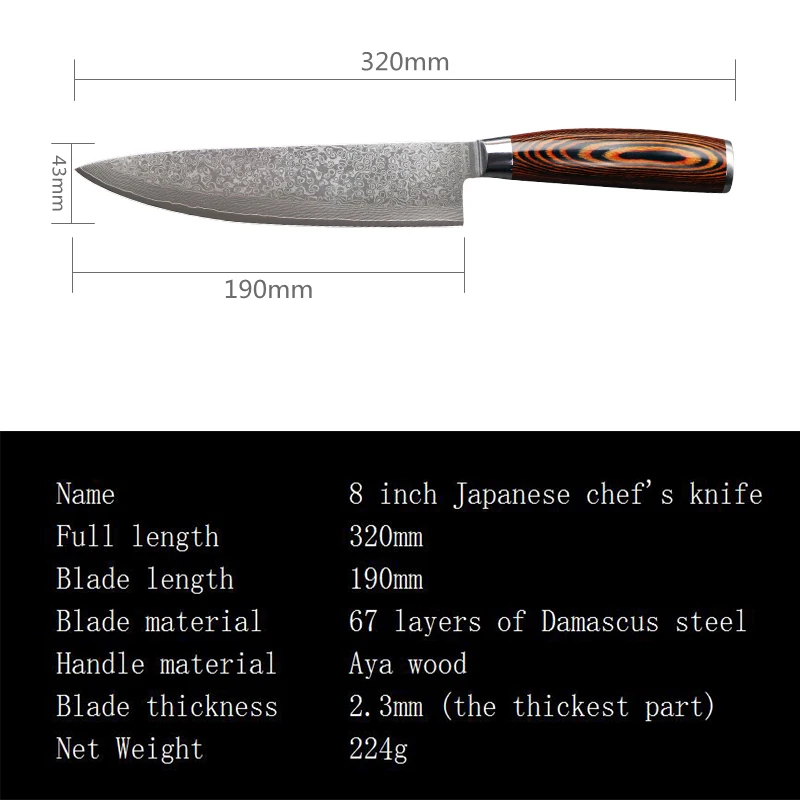 JUNSHENG color wood series 8-inch VG10 steel integrated multifunctional chef's knife
JUNSHENG color wood series 8-inch VG10 steel integrated multifunctional chef's knife
