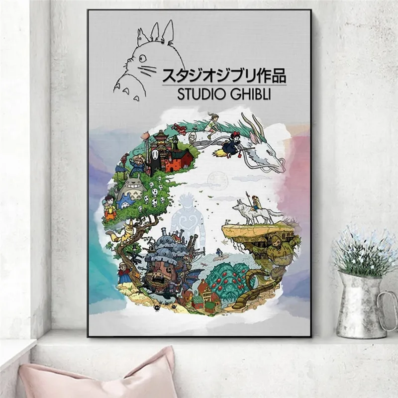 Japanese Anime Miyazaki Hayao Cartoon Poster and Prints Spirited Away Canvas Painting Decor Wall Art Picture for Living Room 
Japanese Anime Miyazaki Hayao Cartoon Poster and Prints Spirited Away Canvas Painting Decor Wall Art Picture for Living Room