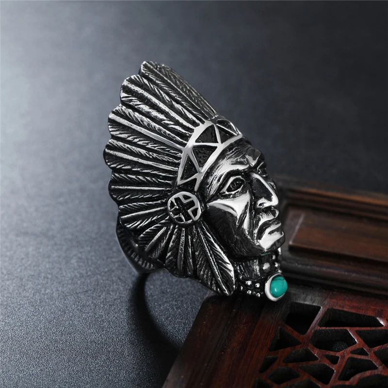 Charm Indian Tribe Chief Finger Rings for Women Party Gift Fashion Stainless Steel Jewelry With Green Nature Stone Fast Shipping
Charm Indian Tribe Chief Finger Rings for Women Party Gift Fashion Stainless Steel Jewelry With Green Nature Stone Fast Shipping