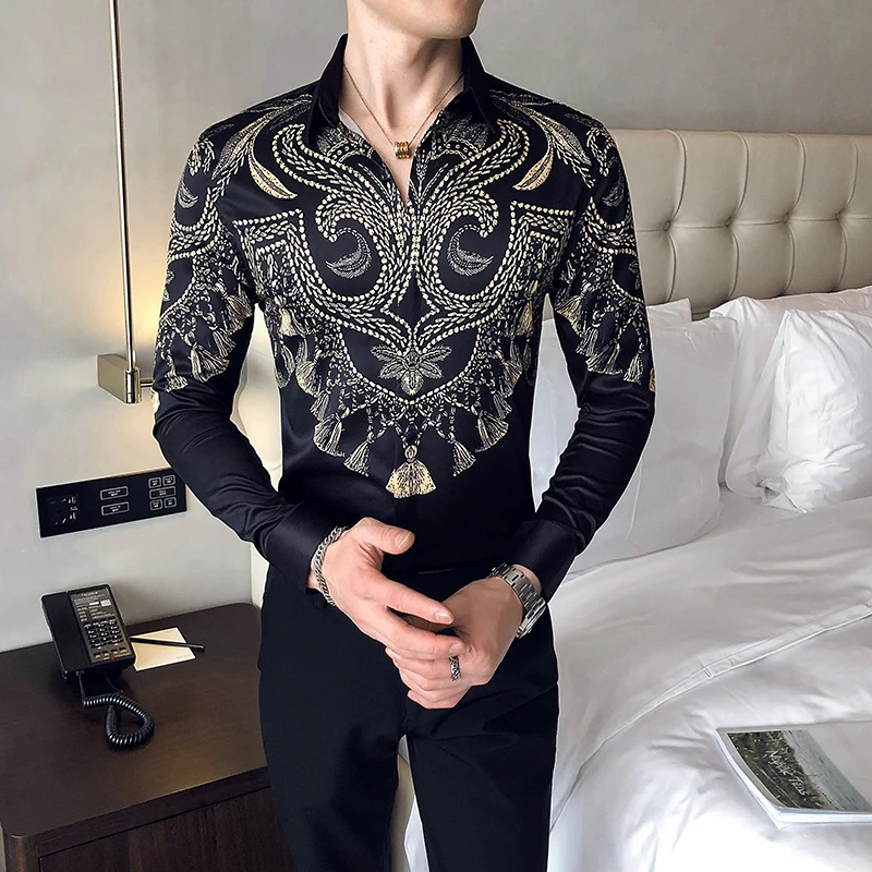 2021 spring and autumn new style men shirt Luxury Yellow Style Printed Long Sleeve Shirt slim casual quality men clothing
2021 spring and autumn new style men shirt Luxury Yellow Style Printed Long Sleeve Shirt slim casual quality men clothing