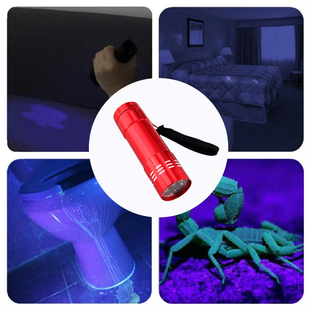Portable Waterproof 395nm Ultraviolet 9 LED Flashlights UV Light Torch for Hunting Money Checker Detection without Battery
Portable Waterproof 395nm Ultraviolet 9 LED Flashlights UV Light Torch for Hunting Money Checker Detection without Battery