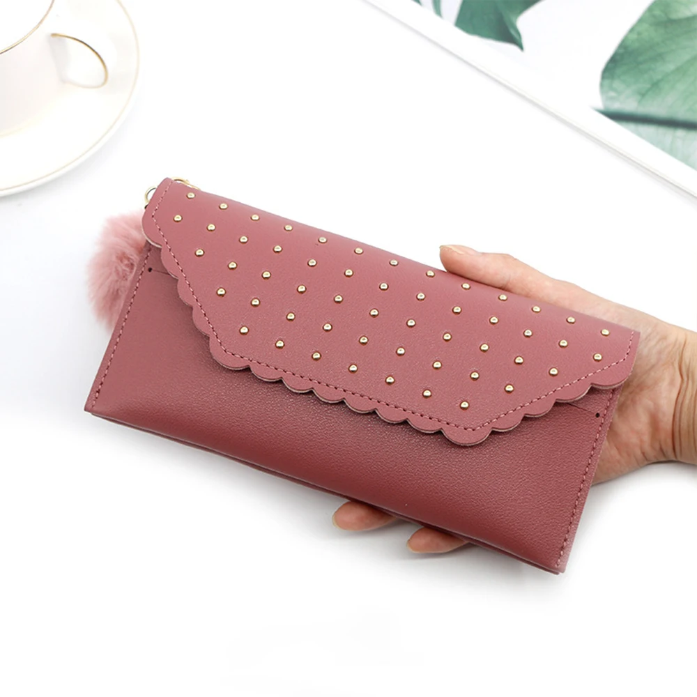 Luxury Wallet For Women Retro Rivet Hasp Long Ladies Coin Purses Card Holder Made Of Pu Leather With Fur Ball Ornament Phone Bag
Luxury Wallet For Women Retro Rivet Hasp Long Ladies Coin Purses Card Holder Made Of Pu Leather With Fur Ball Ornament Phone Bag