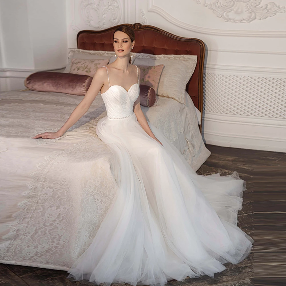 Jiayigong Tulle A Line Wedding Dress Sexy Sapghetti Straps Sweetheart Pleats Beading Bride Dresses Backless Vestido De Novia
Jiayigong Tulle A Line Wedding Dress Sexy Sapghetti Straps Sweetheart Pleats Beading Bride Dresses Backless Vestido De Novia