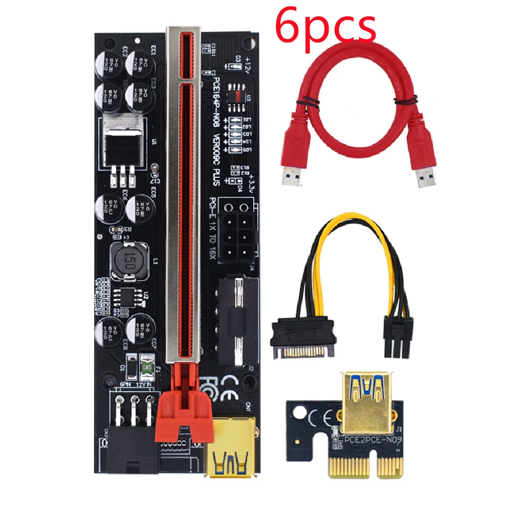 6pieces VER009C Plus PCI-E Riser Card 009C PCI Express Adapter Molex 6Pin SATA to USB 3.0 Cable 1X 16X Extender for GPU Mining
6pieces VER009C Plus PCI-E Riser Card 009C PCI Express Adapter Molex 6Pin SATA to USB 3.0 Cable 1X 16X Extender for GPU Mining