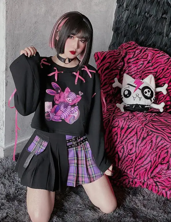 SweetCool Spring Autumn Harajuku Punk Girls Black Plaid Patchwork Skirt Gothic Sweet Fashion Kawaii Lolita Mini Skirts Suit
SweetCool Spring Autumn Harajuku Punk Girls Black Plaid Patchwork Skirt Gothic Sweet Fashion Kawaii Lolita Mini Skirts Suit
