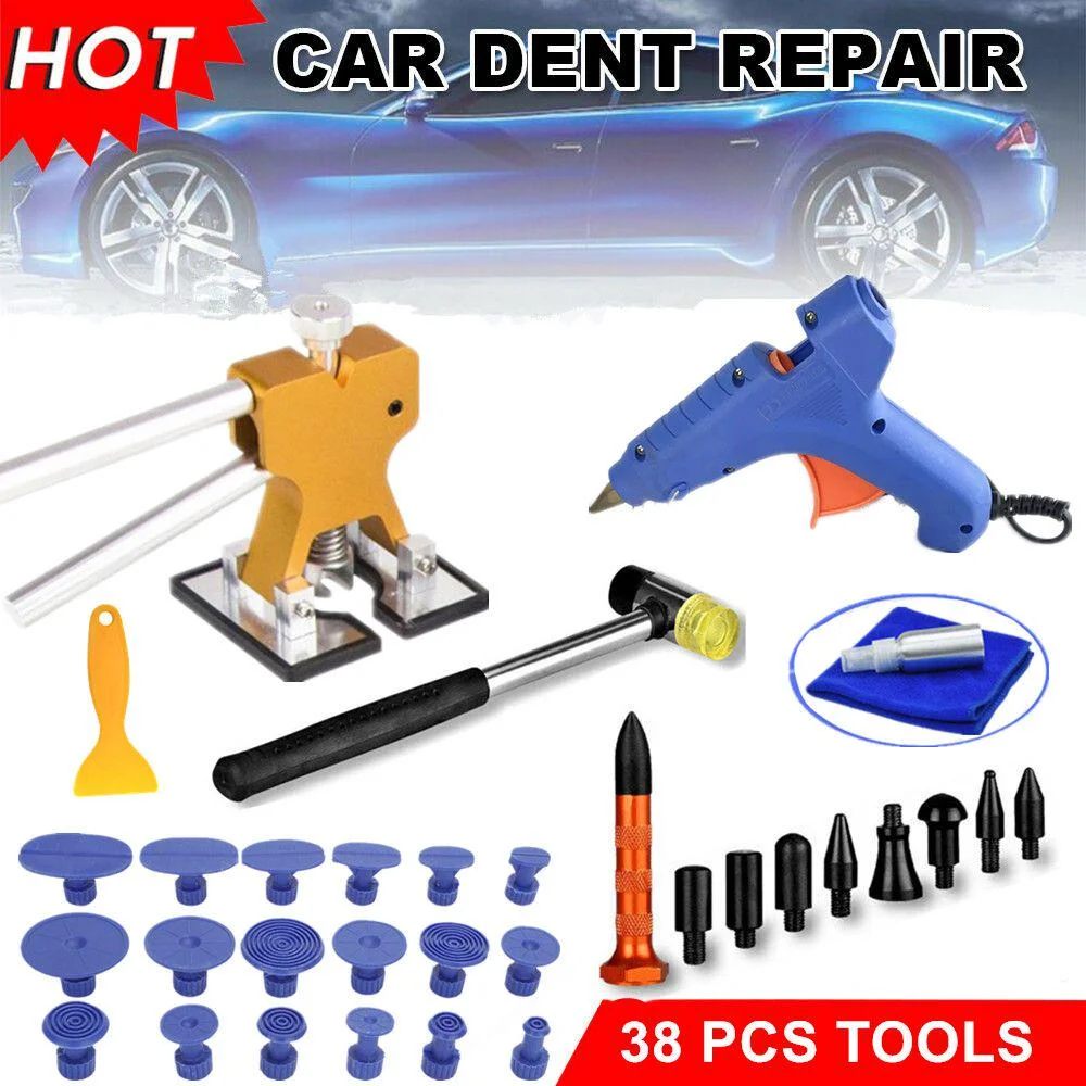 

38 PCS Dent Repair Dent Puller Kit Dent removal Slide Hammer glue sticks Reverse Hammer Glue Tabs Car Hail Damage