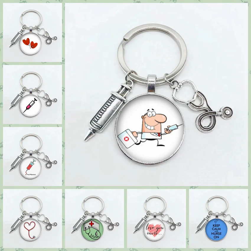 Explosion hospital nurse medical stethoscope and syringe keychain stethoscope pattern hospital popular key ring pendant
Explosion hospital nurse medical stethoscope and syringe keychain stethoscope pattern hospital popular key ring pendant