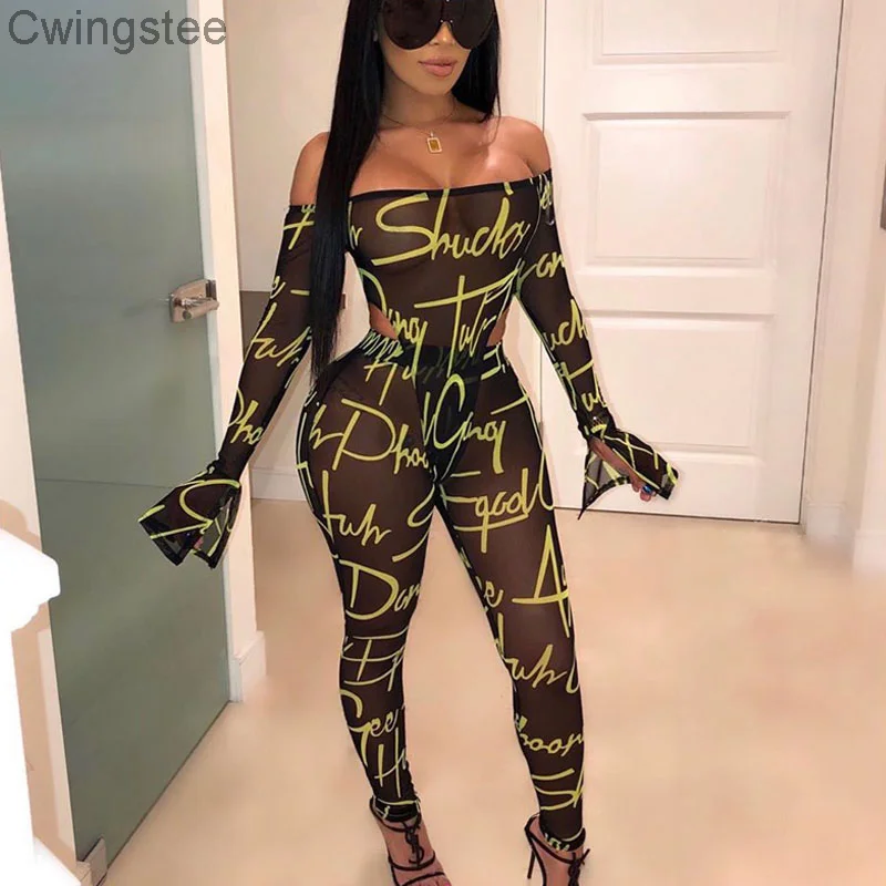 Women Sexy Transparent Mesh Bodysuits Set Graffiti Print Long Sleeve Slash Neck See Through Rompers Skinny Leggings Club Set
Women Sexy Transparent Mesh Bodysuits Set Graffiti Print Long Sleeve Slash Neck See Through Rompers Skinny Leggings Club Set