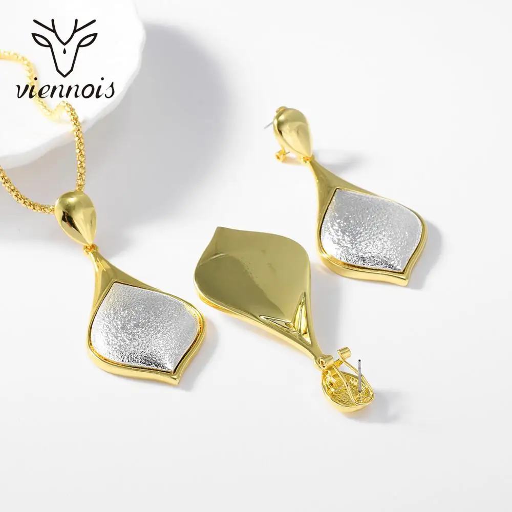 Viennois Dubai Style Multicolor Geometric Choker Necklace and Earrings Jewelry Set African Women Accessories Love Gifts | Украшения и