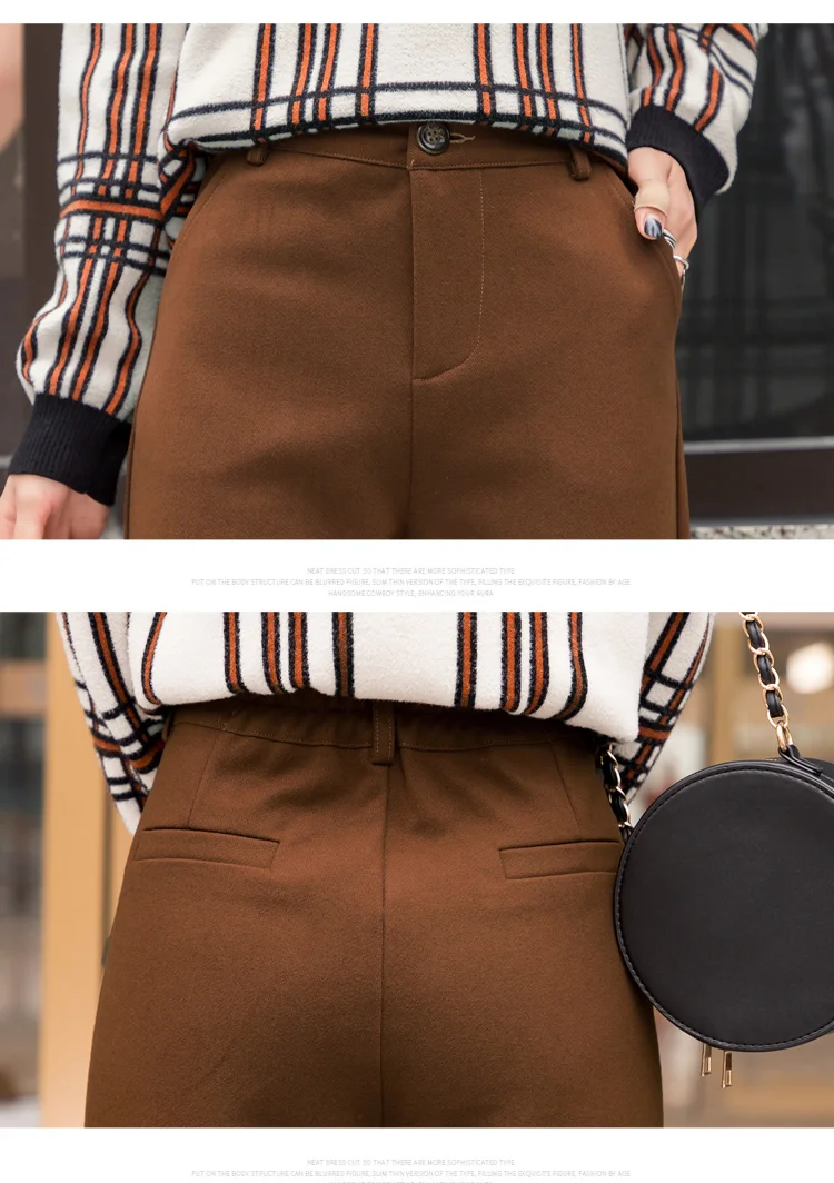 

Retro High Waist Thick Warm Stright Suit Pants Women Wide Leg Pants 2021 Autumn Winter Casual Long Trousers OL Pantalon 7751 50