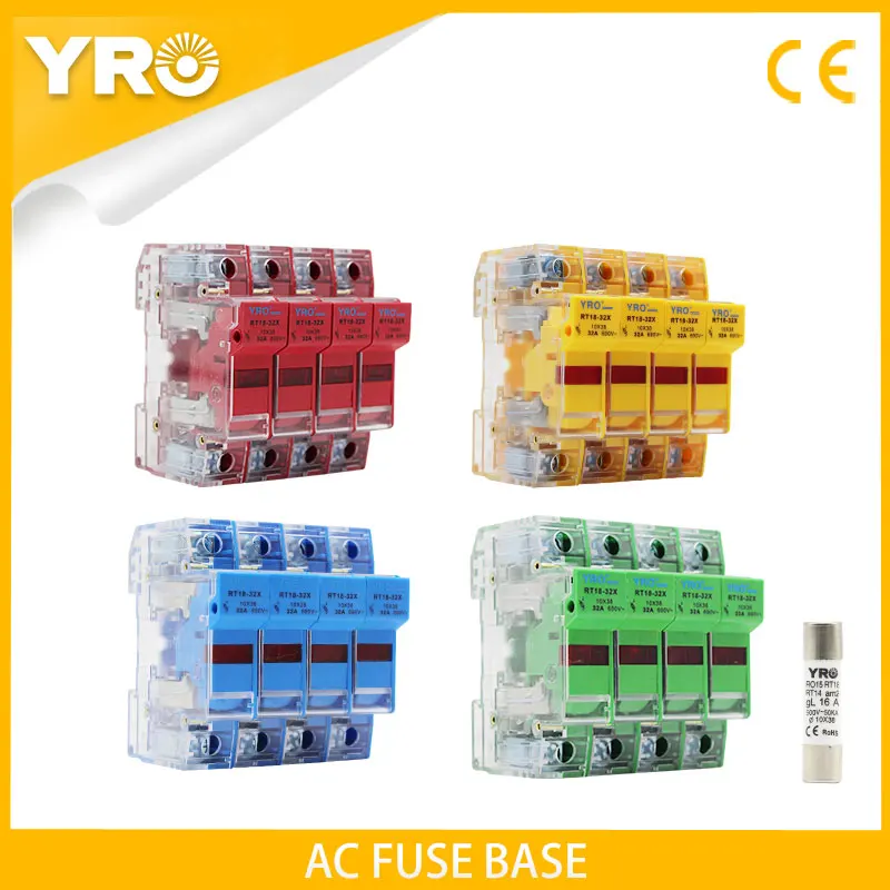 AC 1Sets 4P Colorful Fuse Base 690V With 10x38MM Fast Blow Ceramic Fuse Core 0.5A 1A 2A 3A 4A 5A 6A 8A 10A 16A 20A 25A 32A RO15
AC 1Sets 4P Colorful Fuse Base 690V With 10x38MM Fast Blow Ceramic Fuse Core 0.5A 1A 2A 3A 4A 5A 6A 8A 10A 16A 20A 25A 32A RO15