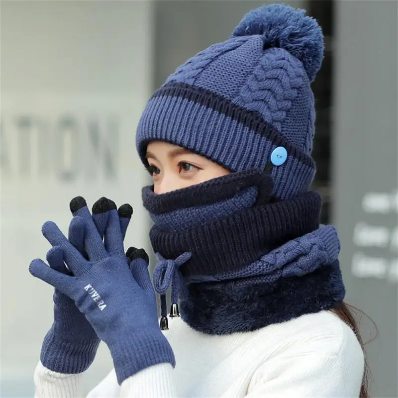Winter Knitted Hats Thicken Beanies Women's Hat Warm Suit for Outdoor Mask Scarf Gloves Pullover Knitting Hairball Pompom Hats 
Winter Knitted Hats Thicken Beanies Women's Hat Warm Suit for Outdoor Mask Scarf Gloves Pullover Knitting Hairball Pompom Hats
