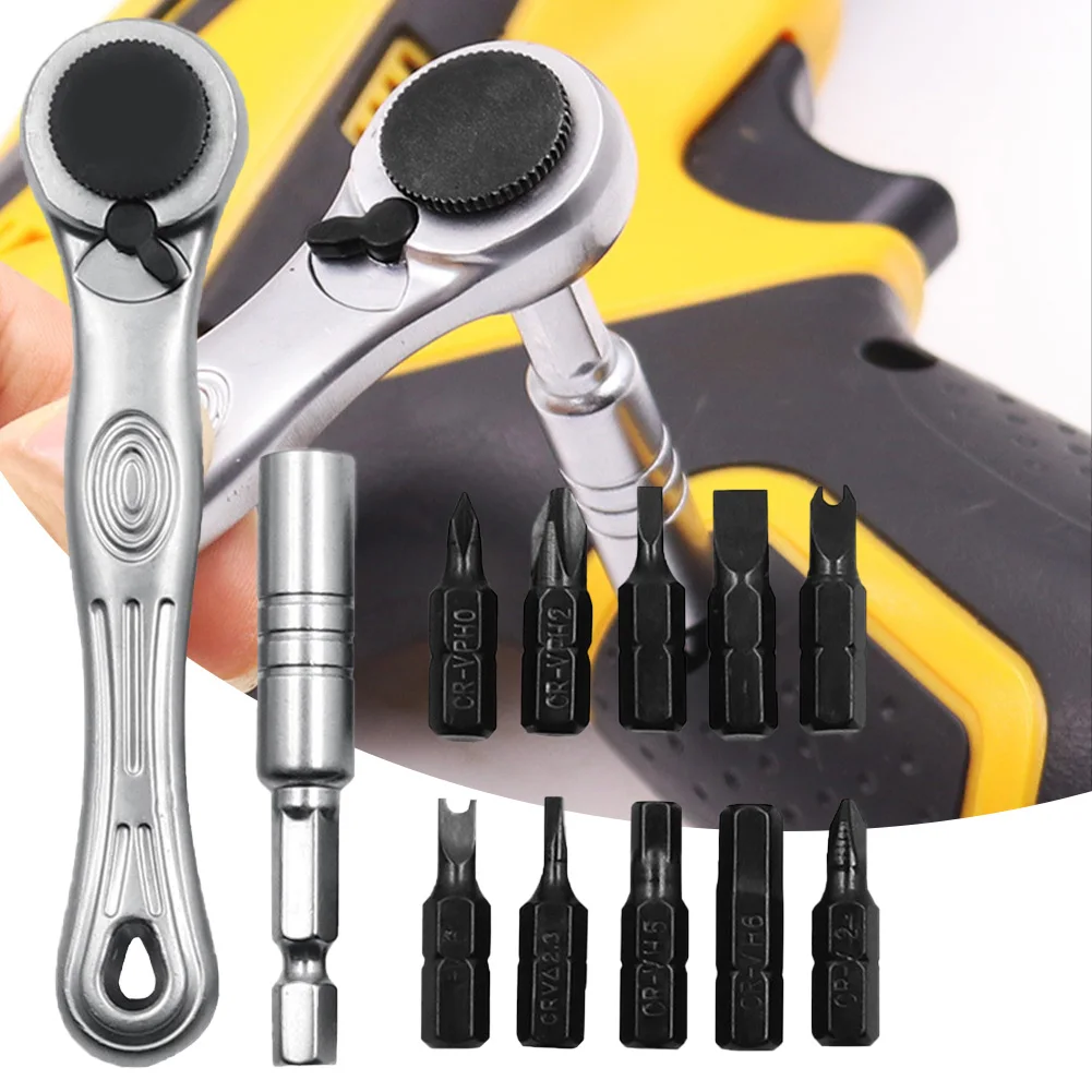 12 Pcs Mini Ratchet Wrench Screwdriver Bit Set with Y-Shaped/Crossed/Slotted/Torx Bits Household Appliance Repair Hand Tools
12 Pcs Mini Ratchet Wrench Screwdriver Bit Set with Y-Shaped/Crossed/Slotted/Torx Bits Household Appliance Repair Hand Tools