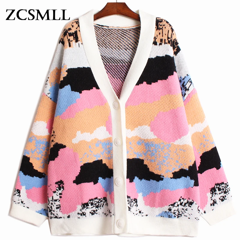 Женский свободный свитер ZCSMLL, повседневный толстый вязаный кардиган контрастных цветов, вязаный на завязках, универсальный кардиган, Осень... 
Женский свободный свитер ZCSMLL, повседневный толстый вязаный кардиган контрастных цветов, вязаный на завязках, универсальный кардиган, Осень...