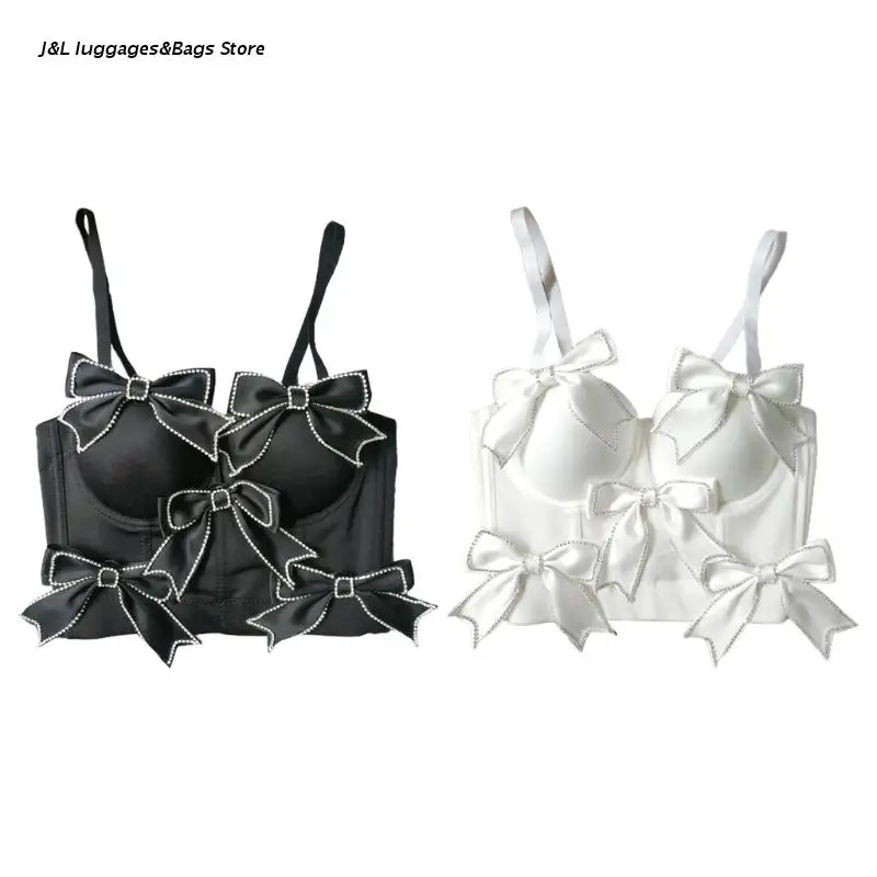 M68C Women Sweet Shiny Rhinestone Bow Bustier Bra Solid Color Spaghetti Strap Push Up Corset Crop Top Sleeveless Camisole
M68C Women Sweet Shiny Rhinestone Bow Bustier Bra Solid Color Spaghetti Strap Push Up Corset Crop Top Sleeveless Camisole