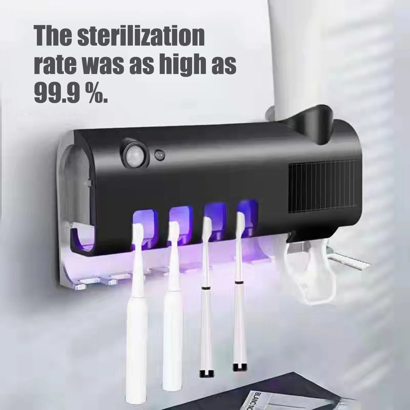 Multi-functional Intelligent Toothbrush Sanitizer Wall Mounted Drill-free 4 Slots Automatic Toothpaste Dispenser for Bathroom 
Multi-functional Intelligent Toothbrush Sanitizer Wall Mounted Drill-free 4 Slots Automatic Toothpaste Dispenser for Bathroom