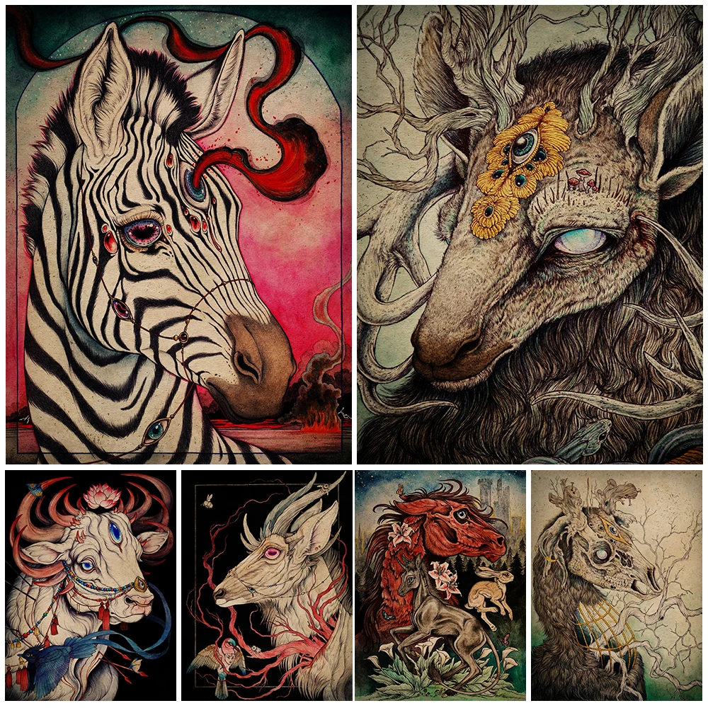 Surrealist Animal Retro Art Poster And Prints Animal Bones Entangle With Plants Wall Art Canvas Painting For Living Rroom Decor
Surrealist Animal Retro Art Poster And Prints Animal Bones Entangle With Plants Wall Art Canvas Painting For Living Rroom Decor