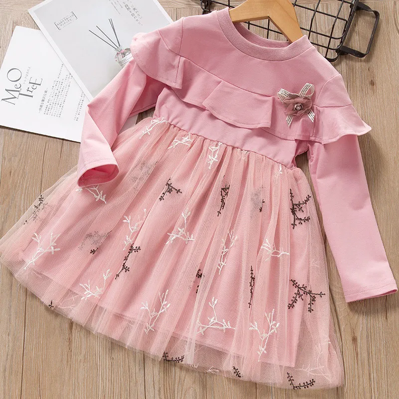 Girls Dress For Kids 2020 New Summer Stitching Long-Sleeved Mesh Dress Pink Applique Princess Dress 2-8Y
Girls Dress For Kids 2020 New Summer Stitching Long-Sleeved Mesh Dress Pink Applique Princess Dress 2-8Y