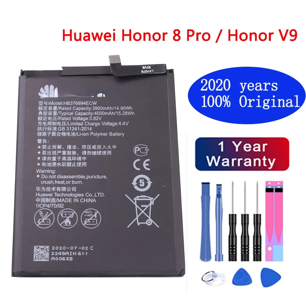 2020 years Original Battery HB376994ECW for Huawei Honor V9 Honor 8 Pro DUK-AL20 DUK-TL30 Replacement Battery 4000mAh
2020 years Original Battery HB376994ECW for Huawei Honor V9 Honor 8 Pro DUK-AL20 DUK-TL30 Replacement Battery 4000mAh
