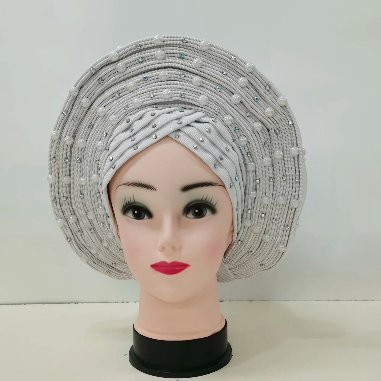 

Newest design african aso oke headtie auto asoebi gele headwear flower decorate best quality african turban headwraps wholesale!