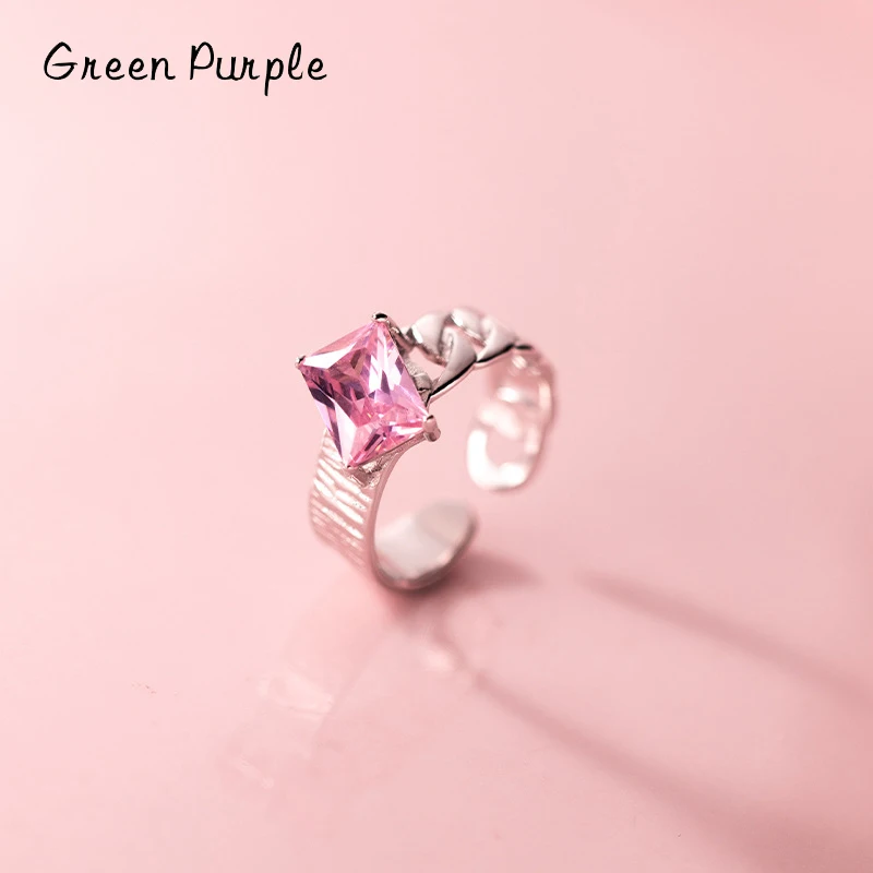 Elegant Simple Square Pink Zircon Ring Authentic s925 Sterling Silver Classic Charm Finger Rings For Women Statement Jewelry 
Elegant Simple Square Pink Zircon Ring Authentic s925 Sterling Silver Classic Charm Finger Rings For Women Statement Jewelry