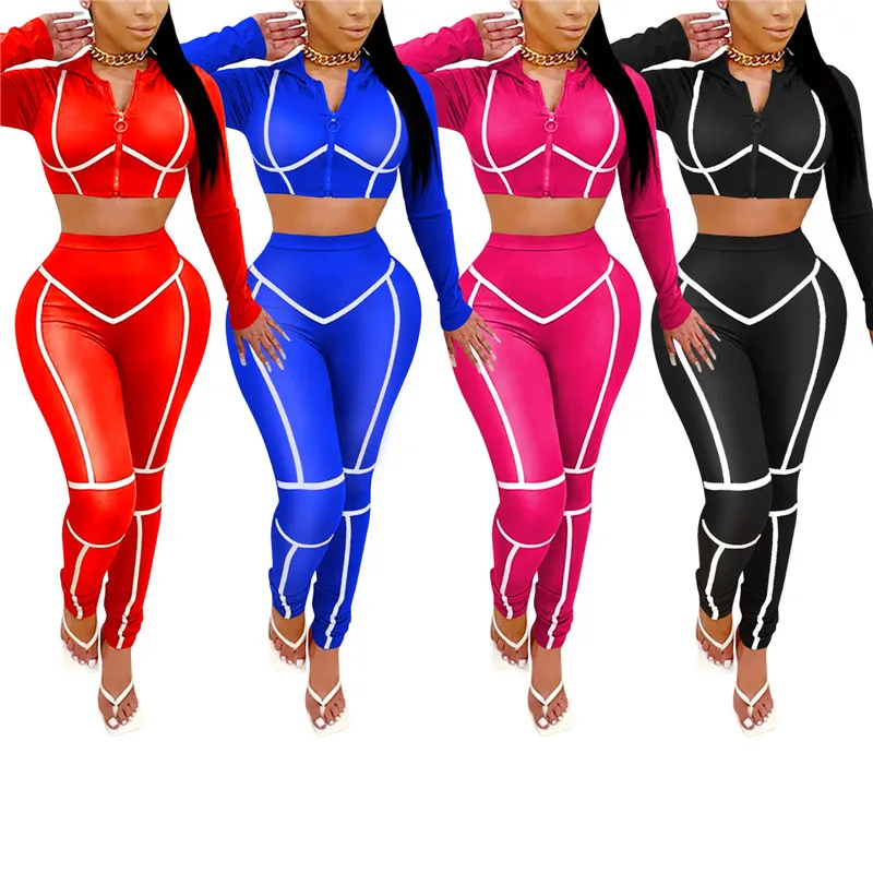 Women 2pcs Sportswear Suits Zipper Long Sleeves Hooded Crop Top + Tight Long Pants Female Clothing Sets Femme Hot Slim Outfits
Women 2pcs Sportswear Suits Zipper Long Sleeves Hooded Crop Top + Tight Long Pants Female Clothing Sets Femme Hot Slim Outfits