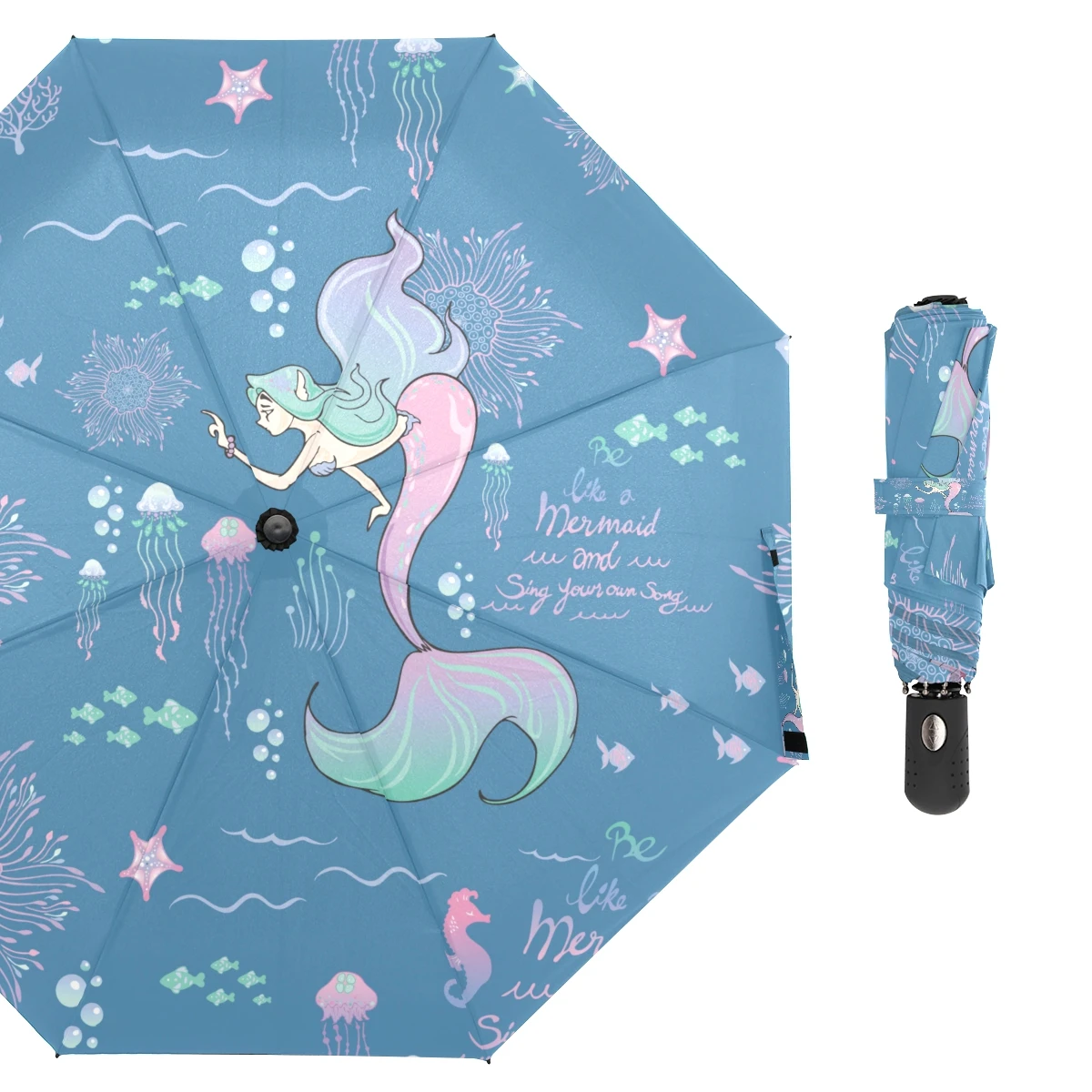 Mermaid Theme Automatic Umbrella Rain Women Windproof Compact Three Folding Umbrella Male Rainy Sunny Outdoor Parasol Parapluie
Mermaid Theme Automatic Umbrella Rain Women Windproof Compact Three Folding Umbrella Male Rainy Sunny Outdoor Parasol Parapluie