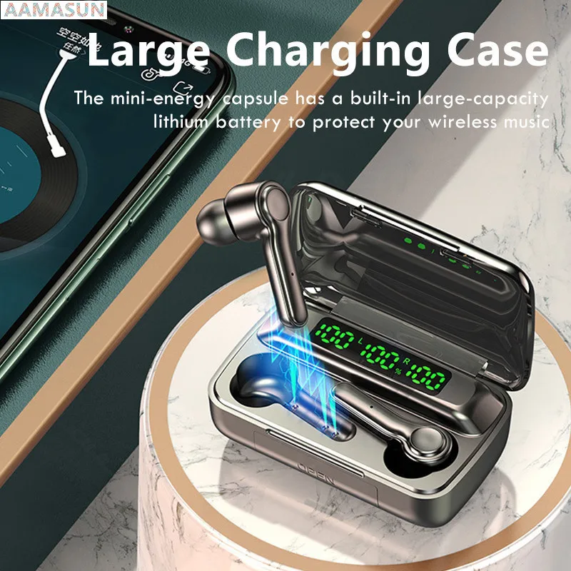 Bluetooth Беспроводной наушники с 2200 мАч зарядный чехол IPX5 Водонепроницаемый спортивные наушники-вкладыши TWS Bluetooth наушники сенсорный Управлен... 
Bluetooth Беспроводной наушники с 2200 мАч зарядный чехол IPX5 Водонепроницаемый спортивные наушники-вкладыши TWS Bluetooth наушники сенсорный Управлен...