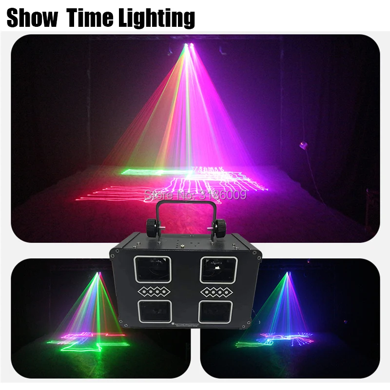 Новое поступление RGB 3IN1 полный Цвет лазерный луч диско ди-джей 4 линзы двойного