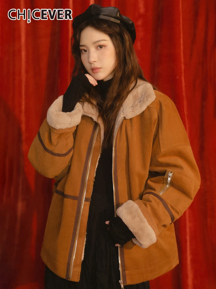 CHICEVER Korean Fashion Solid Lambswool Jacket For Women Lapel Long Sleeve Zipper Loose Autumn Fashion Women's Jacket 2021 Style
CHICEVER Korean Fashion Solid Lambswool Jacket For Women Lapel Long Sleeve Zipper Loose Autumn Fashion Women's Jacket 2021 Style
