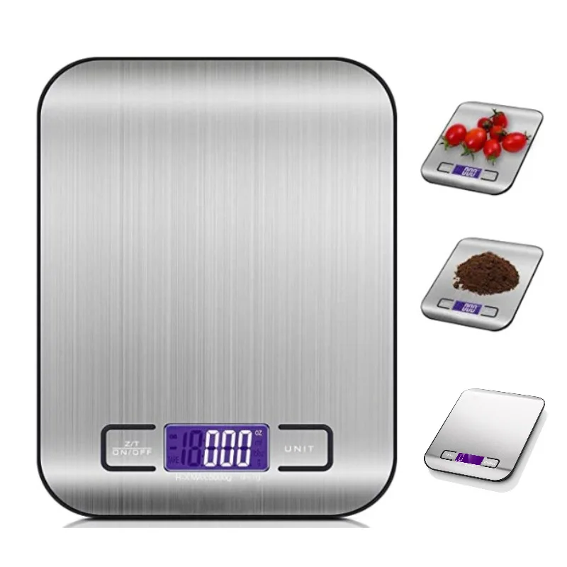 

Портативные кухонные весы, электронный прибор для измерения массы пищи, из нержавеющей стали, максимальный вес 5/10 кг