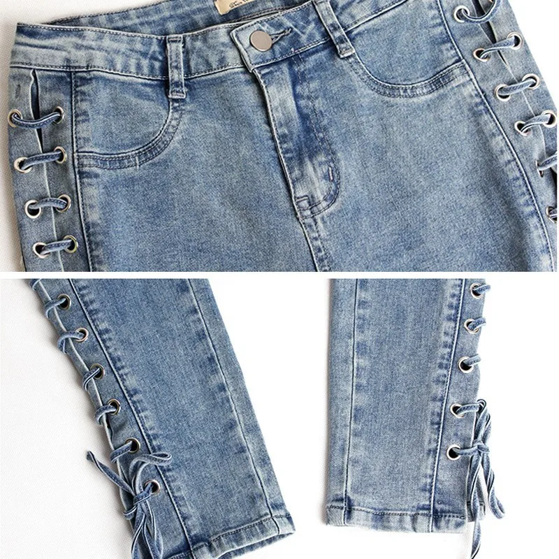 Casual Cotton Denim Pencil Pants Skinny Trousers Women Jeans Plus Size Blue Slim Stretch Sexy Side Hollow-out Lace Up
Casual Cotton Denim Pencil Pants Skinny Trousers Women Jeans Plus Size Blue Slim Stretch Sexy Side Hollow-out Lace Up