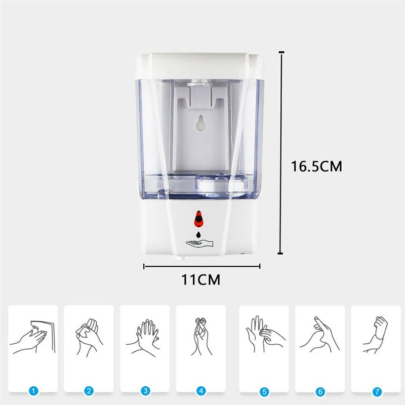 700ml Capacity Automatic Soap Dispenser Touchless Sensor Hand Sanitizer Detergent Dispenser Wall Mounted For Bathroom Kitchen
700ml Capacity Automatic Soap Dispenser Touchless Sensor Hand Sanitizer Detergent Dispenser Wall Mounted For Bathroom Kitchen