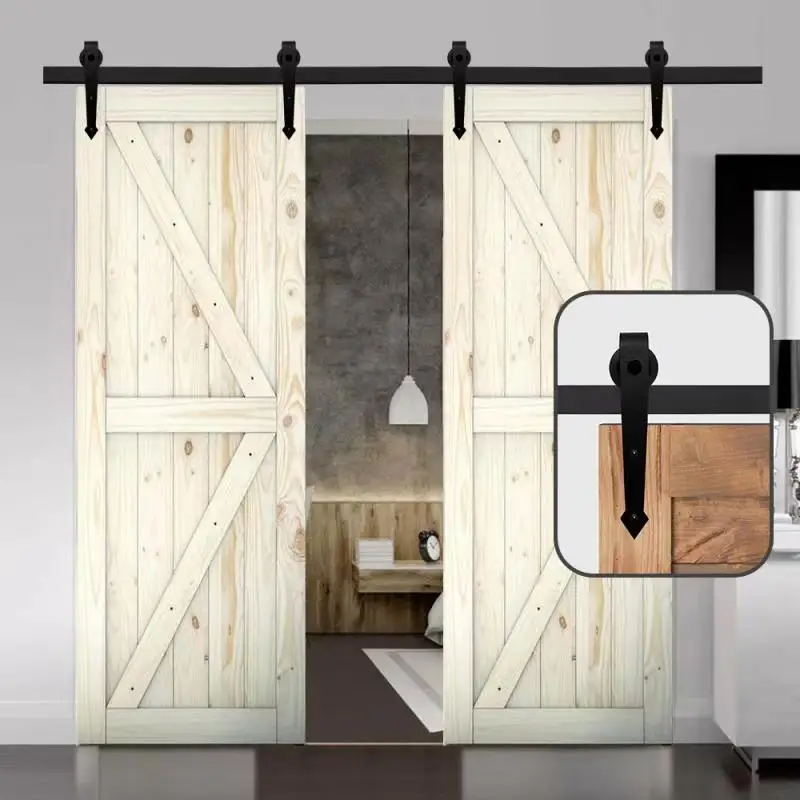HACCER Arrow Shape 4-16FT Barn Door Track Slides Hardware Classic Style Wood Sliding Double Door Roller Rails 
HACCER Arrow Shape 4-16FT Barn Door Track Slides Hardware Classic Style Wood Sliding Double Door Roller Rails