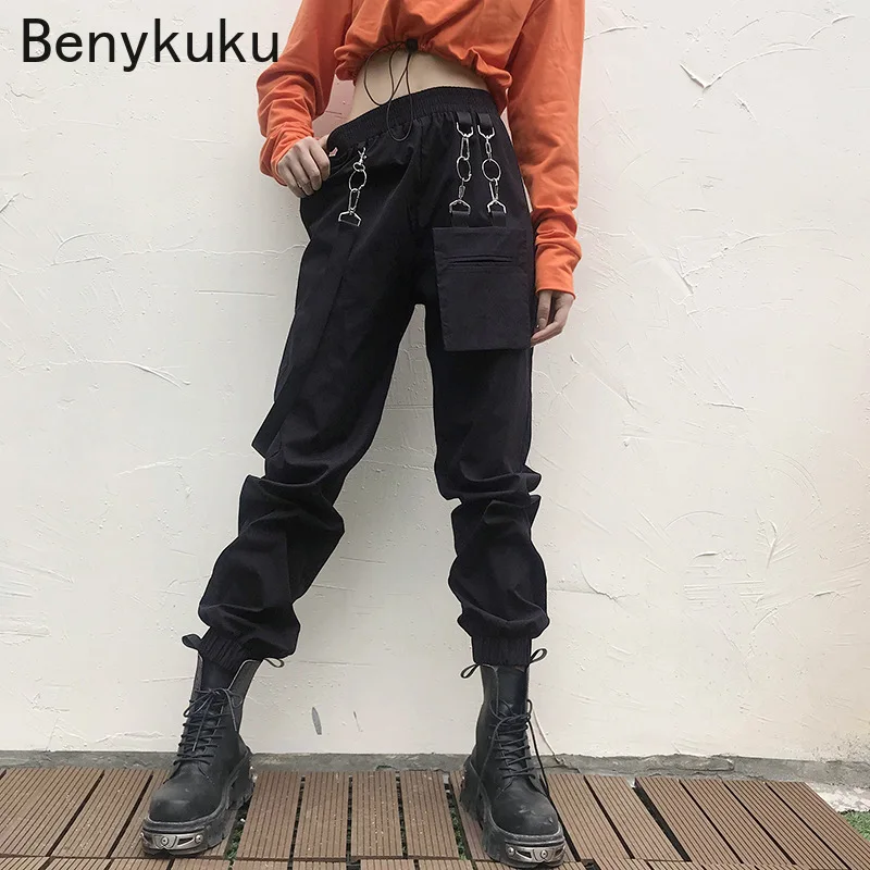 Women's Black Cargo Pants Pocket Jogger Elastic Waist High Waist Streetwear Harajuku Korean Pant Punk Goth Females Trousers
Women's Black Cargo Pants Pocket Jogger Elastic Waist High Waist Streetwear Harajuku Korean Pant Punk Goth Females Trousers