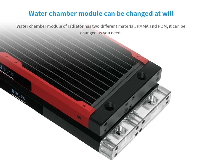 BarrowCH water cooler PCPOM with OLED display module suitable FBCFRX-120P chameleon modular radiator for 120mm fan
BarrowCH water cooler PCPOM with OLED display module suitable FBCFRX-120P chameleon modular radiator for 120mm fan