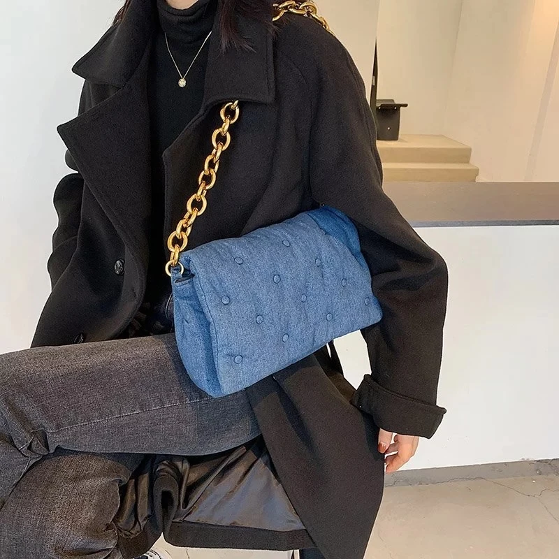 Branded Women's Shoulder Bags 2020 Denim Quality Thick Metal Chain Shoulder Purses And Handbag Women Clutch Bags Ladies Hobo Bag
Branded Women's Shoulder Bags 2020 Denim Quality Thick Metal Chain Shoulder Purses And Handbag Women Clutch Bags Ladies Hobo Bag