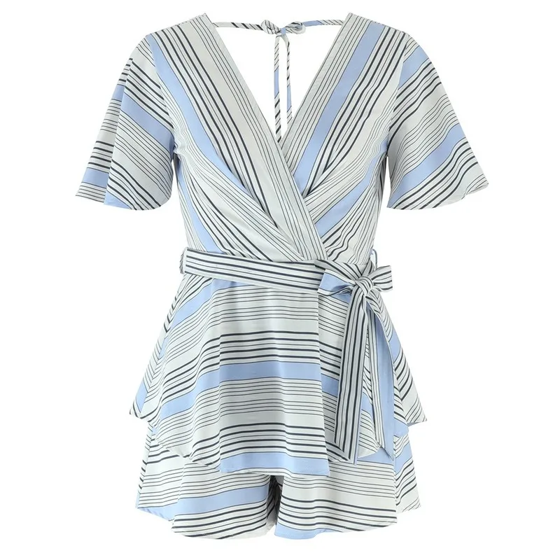 Sexy Women V-neck Jumpsuit Elegant Striped Short Romper Fashion Leaky Back Women Jumpsuits Casual with Belt Short Jumpsuit Femme
Sexy Women V-neck Jumpsuit Elegant Striped Short Romper Fashion Leaky Back Women Jumpsuits Casual with Belt Short Jumpsuit Femme
