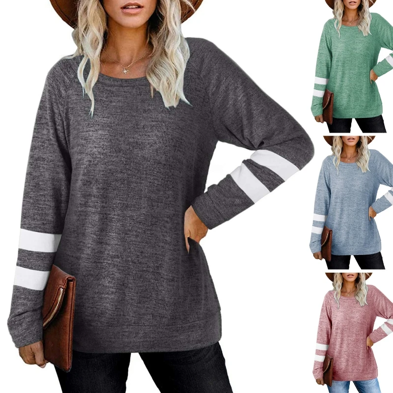 Women Long Sleeve Sweatshirt Crew Neck Double Stripes Printed Tunic Tops Color Block Casual Loose Pullover Sweaters
Women Long Sleeve Sweatshirt Crew Neck Double Stripes Printed Tunic Tops Color Block Casual Loose Pullover Sweaters