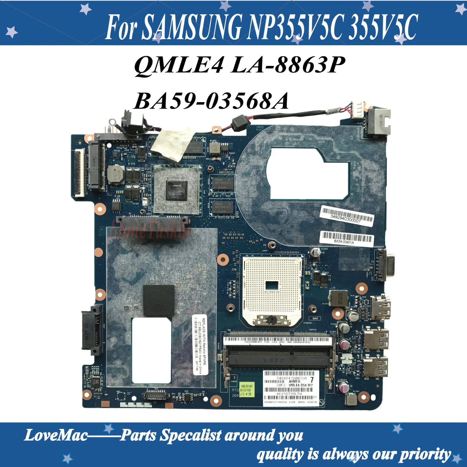 High quality BA59-03568A For SAMSUNG NP355V5C 355V5C Laptop Motherboard QMLE4 LA-8863P HD7670M/2GB 100% tested
High quality BA59-03568A For SAMSUNG NP355V5C 355V5C Laptop Motherboard QMLE4 LA-8863P HD7670M/2GB 100% tested