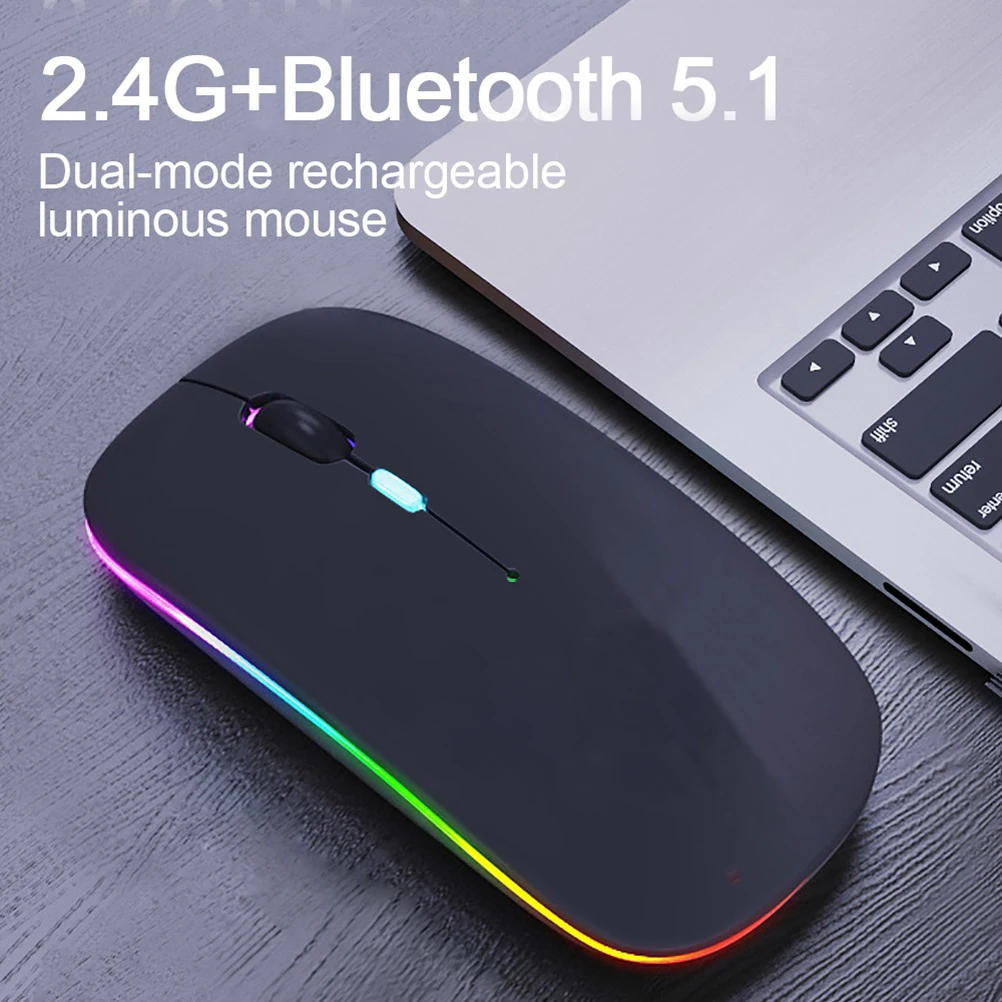 Мини беспроводная клавиатура и мышь RGB Bluetooth набор подсветка Русская для