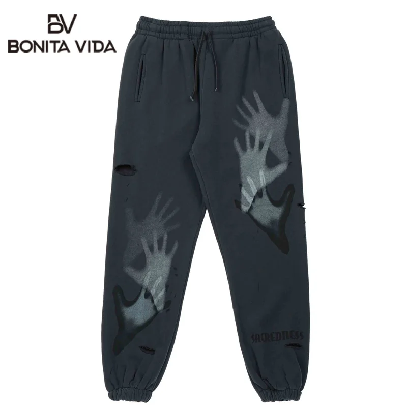 Bonita Vida Winter Holes Fleece Trousers High Street Fashion Sacredness Handprint Plus Velvet Casual Trousers For Men
Bonita Vida Winter Holes Fleece Trousers High Street Fashion Sacredness Handprint Plus Velvet Casual Trousers For Men