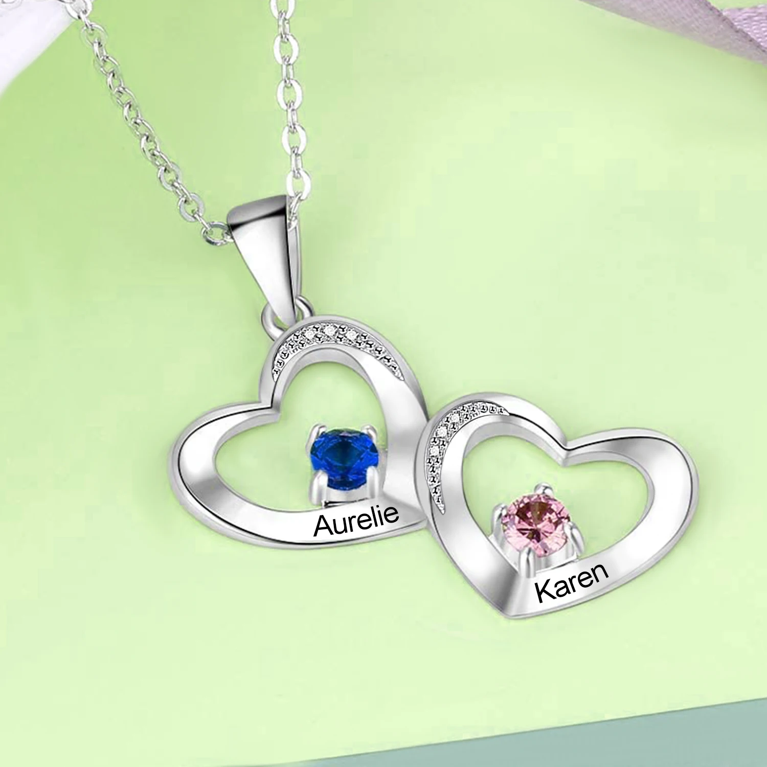 lovty Custom 2 Name Double Heart Necklace Pendant Personalized 2 Birthstone For Female 925 Silver Choker Chain Charming Gifts
lovty Custom 2 Name Double Heart Necklace Pendant Personalized 2 Birthstone For Female 925 Silver Choker Chain Charming Gifts