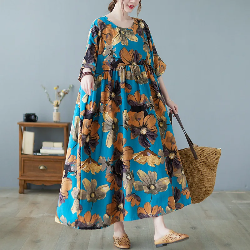 Summer Vintage Floral Printed Sundress Women Short Sleeve Beach Dress 2021 Bohemian Holiday Loose Long Vestido Robe Femme
Summer Vintage Floral Printed Sundress Women Short Sleeve Beach Dress 2021 Bohemian Holiday Loose Long Vestido Robe Femme