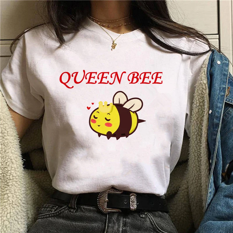 

Women Lady Floral Watercolor Bee Fashion Casual 90s Print T Tee Womens Tshirt for Female Shirt Clothes Top Graphic T-shirt