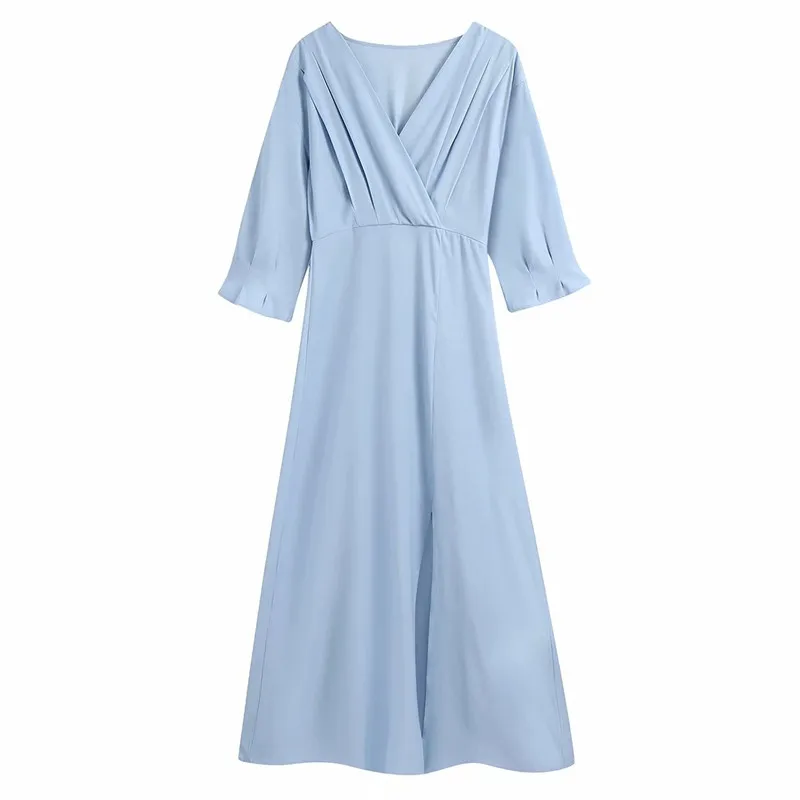 Женское платье-миди с разрезом Za, синее Плиссированное Летнее Длинное платье, модные элегантные повседневные женские платья 2021 
Женское платье-миди с разрезом Za, синее Плиссированное Летнее Длинное платье, модные элегантные повседневные женские платья 2021