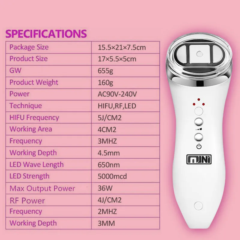Mini HIFU Device For Skin Rejuvenation Radio Frequency Facial Lifting Beauty Machine Ultrasound Anti Wrinkles Face Massager
Mini HIFU Device For Skin Rejuvenation Radio Frequency Facial Lifting Beauty Machine Ultrasound Anti Wrinkles Face Massager