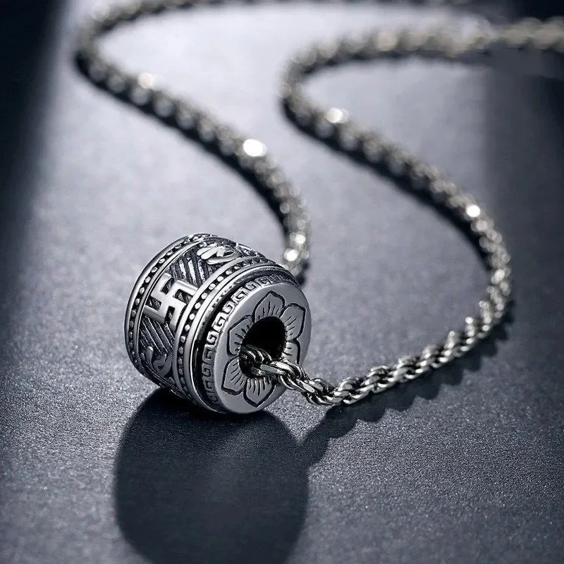 S925 Silver Circulation Luck Bead Buddhist Pendant Six-character Mantra Necklace Copper Imitate Silver Retro Men Women Jewelry
S925 Silver Circulation Luck Bead Buddhist Pendant Six-character Mantra Necklace Copper Imitate Silver Retro Men Women Jewelry