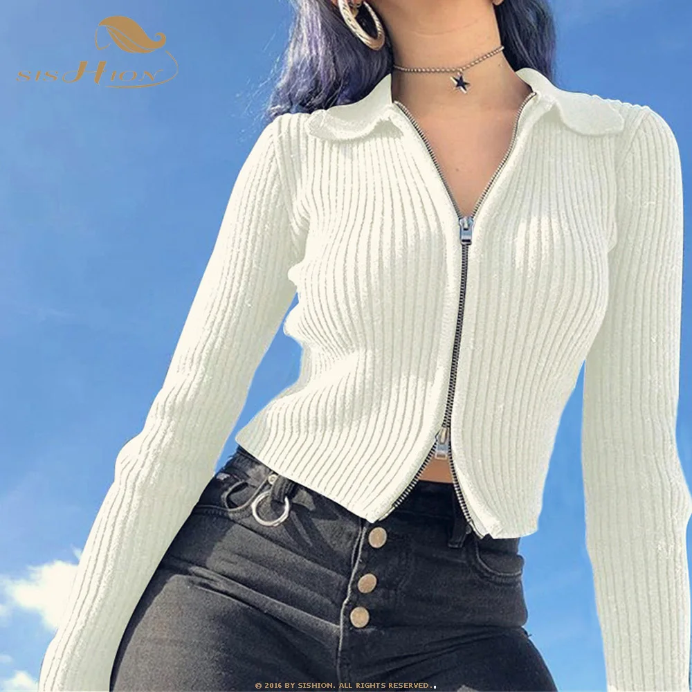 SISHION Black White Zipper Crop Top V Neck Long Sleeve Short Women Casual Autumn Sexy Solid Slim Knitting Sweater QY0675
SISHION Black White Zipper Crop Top V Neck Long Sleeve Short Women Casual Autumn Sexy Solid Slim Knitting Sweater QY0675