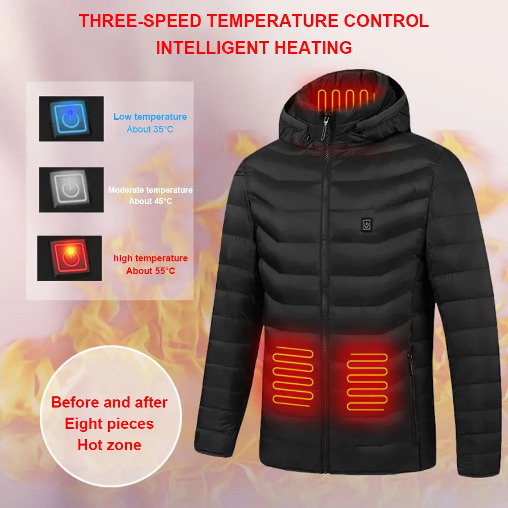 New 8 Areas Heated Jackets Vest Down Cotton Mens Women Outdoor Coat USB Electric Heating Hooded Jackets Warm Winter Thermal Coat
New 8 Areas Heated Jackets Vest Down Cotton Mens Women Outdoor Coat USB Electric Heating Hooded Jackets Warm Winter Thermal Coat
